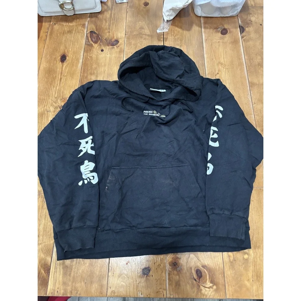 SKINNYDIP London Men's Black Phoenix Immortal Strength Power Graphic Hoodie L